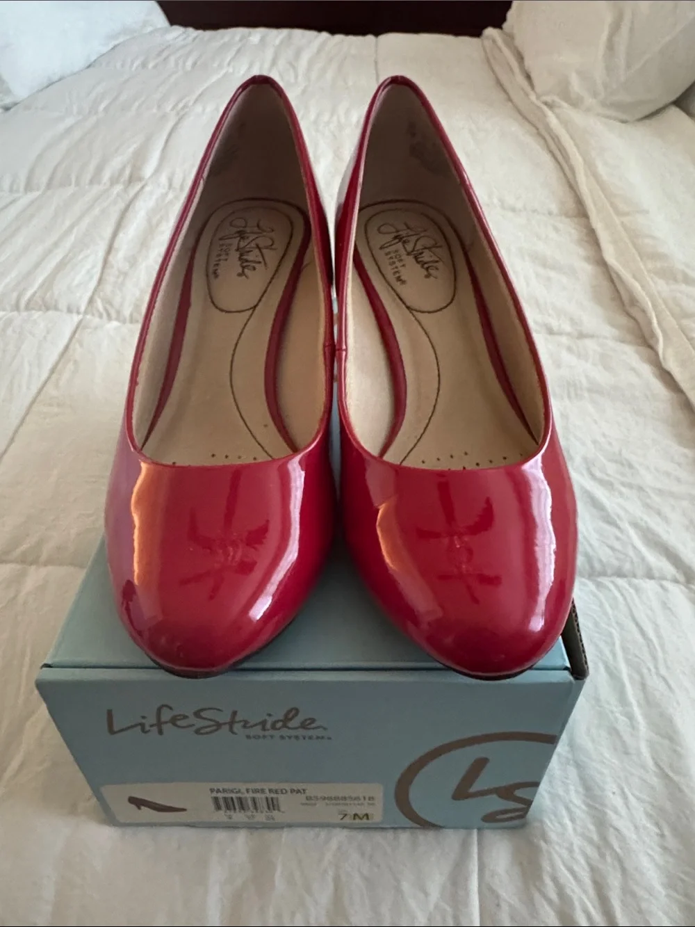 Life Stride Red Patent Round-Toe Ballet Flats